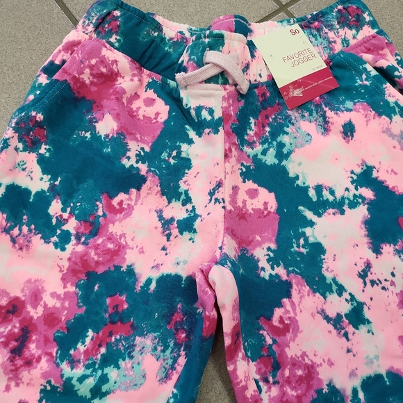 NWT Girls XL(14/16) So Favorite Jogger Sweatpants Tie-Dye Pink Teal - Picture 3 of 8